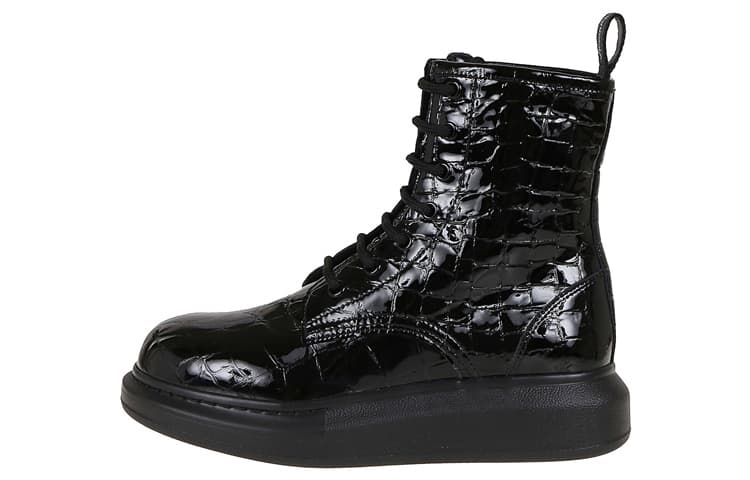Alexander McQueen Crocodile Effect High Hybrid Boots 'Black' Women's 2