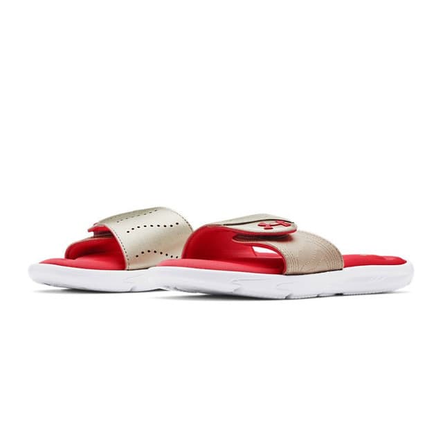 Under Armour Ignite 9 Slide 'White Metallic Faded Gold' Women's 5