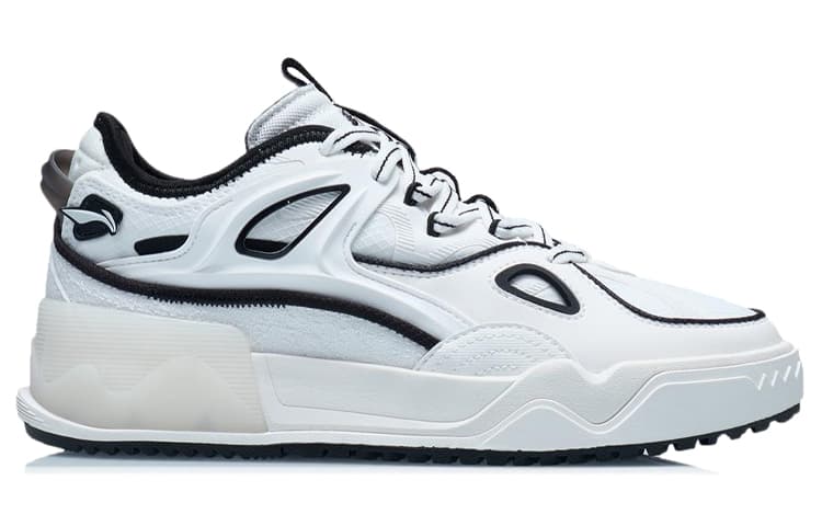 LINING CF Skateboard Shoes Women's Low-Top Mist White/Black 3