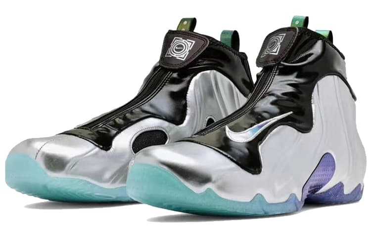 Nike Air Foamposite One Vintage Basketball Shoes Unisex Mid-Top Silver/Black 4