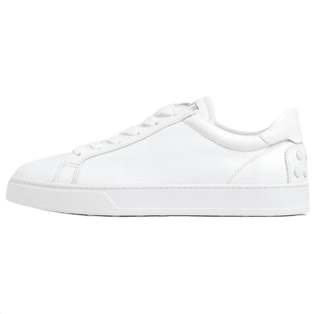 TOD'S Cow Leather Round Toe Lace-Up Low-Top Skate Shoes Women's White 2