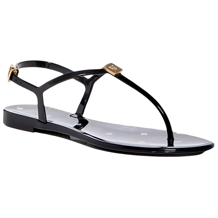 MCM Classic Pattern Round Toe Buckle Strap Sandals Women's Black 4