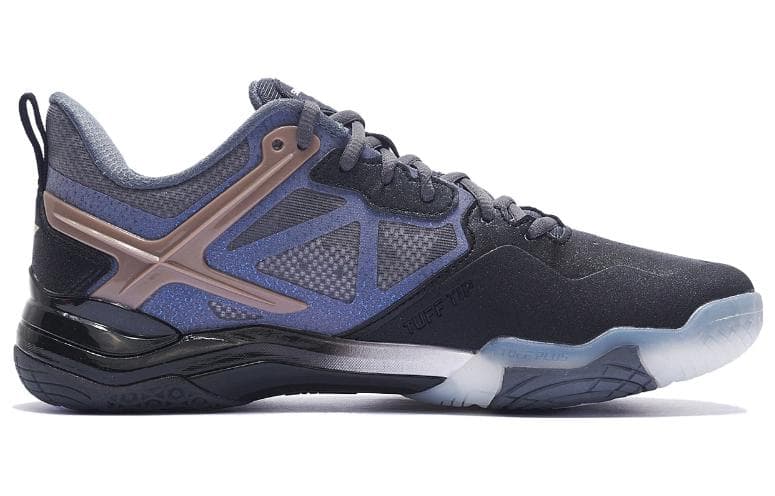 LiNing Sonic Boom OP Cushioned Slip Resistant Abrasion Resistant Breathable Low Top Badminton Shoes Black Gray Gold 3