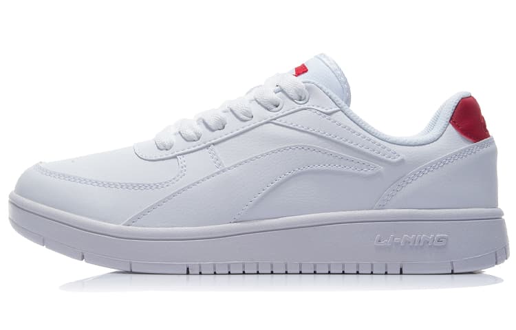LiNing Wear-Resistant Low-Top Skateboard Shoes Men's White Red 3
