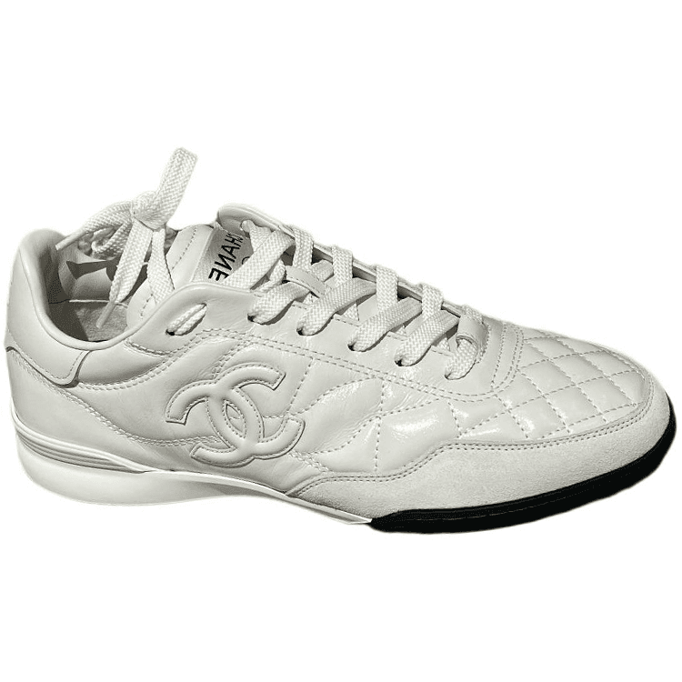 CHANEL 24a German Army Trainers Low Top Casual Shoes Men's White 4