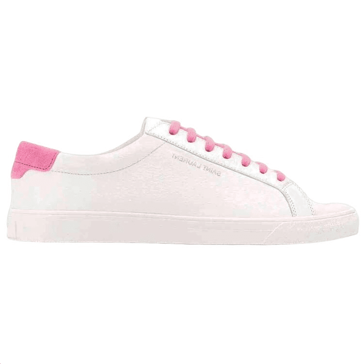 SAINT LAURENT Leather Low-Top Lace-Up Fashion Sneakers Women's White Pink 3