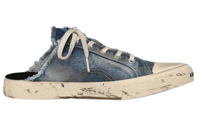 Balenciaga Paris Distressed Denim Mule 'Blue' Women's 4
