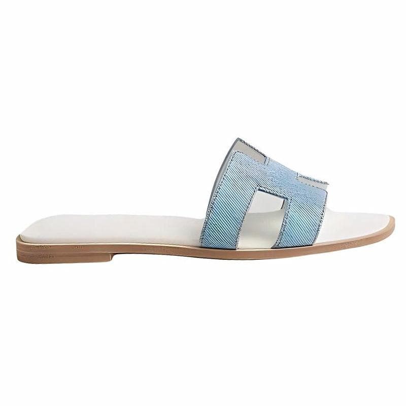 HERMES Oran Slide Slippers Women's Blue 4