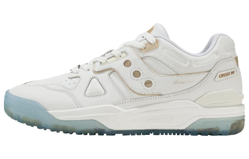 Saucony Cross 90 Synthetic Leather Slip-Resistant Cushioned Wear-Resistant Low-Top Sneakers Unisex White Brown