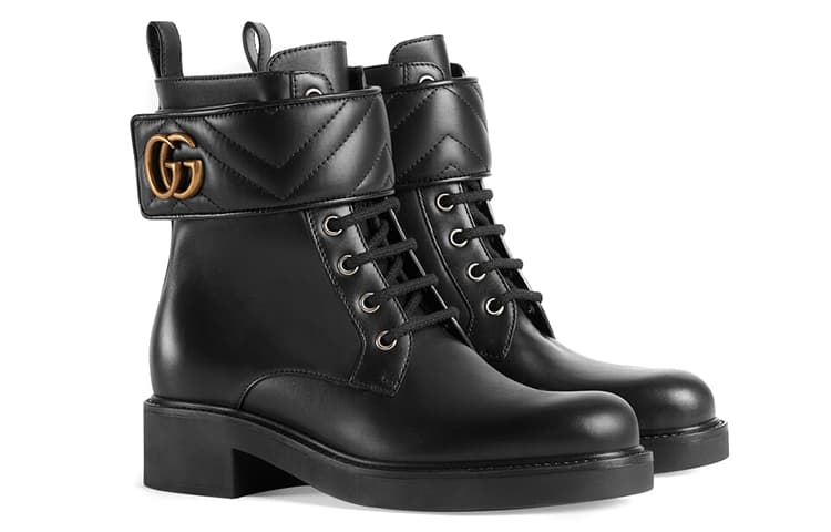 GUCCI Double G 40mm Ankle Boot Black Leather Women's 3