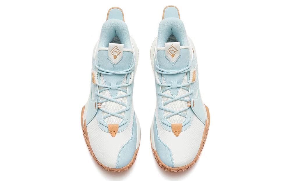ANTA Basketball Shoes Men Mid-Top Ivory White/Light Steel Blue 5