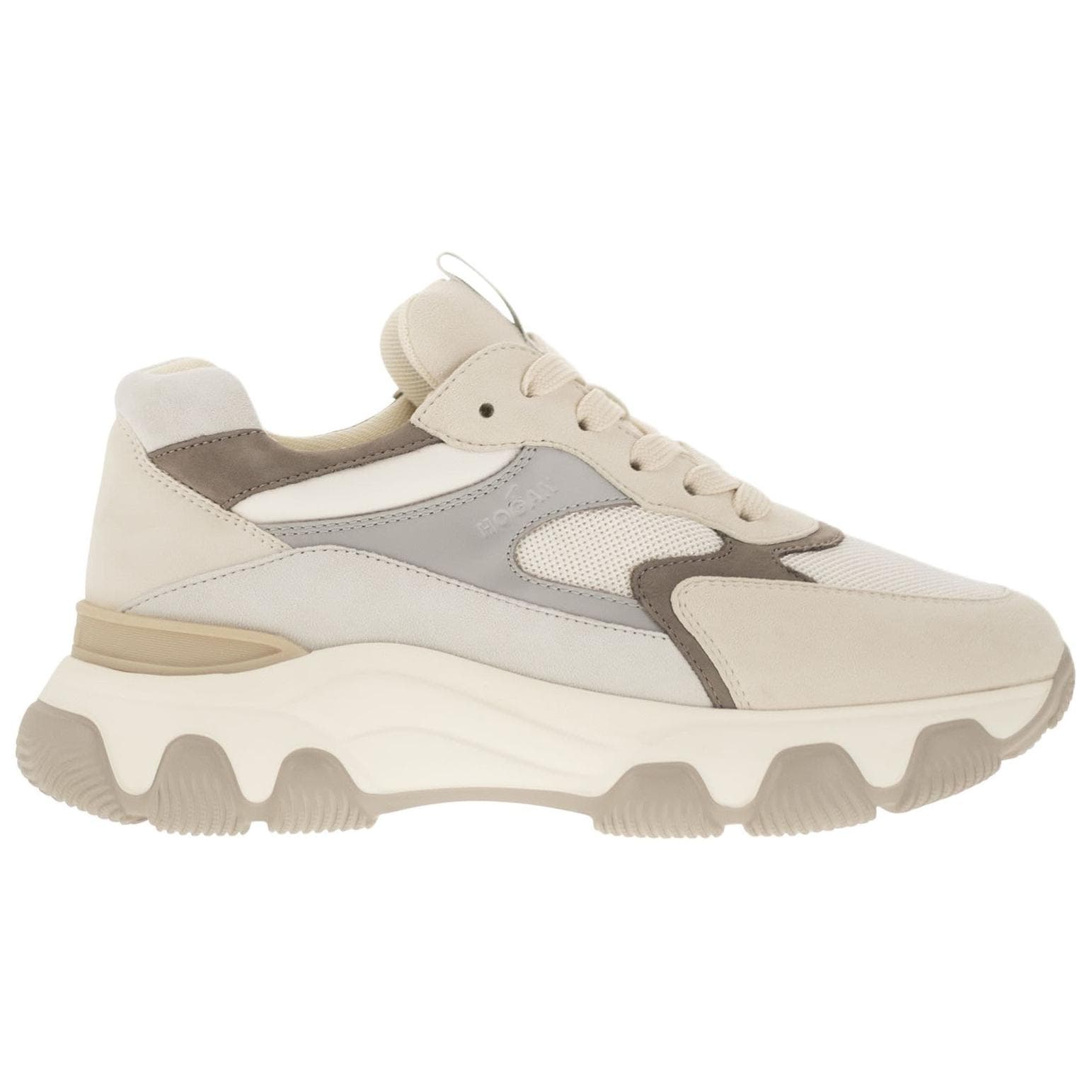 HOGAN Hyperactive Leather Round Toe Platform Low-Top Casual Lifestyle Shoes Women's Beige 3
