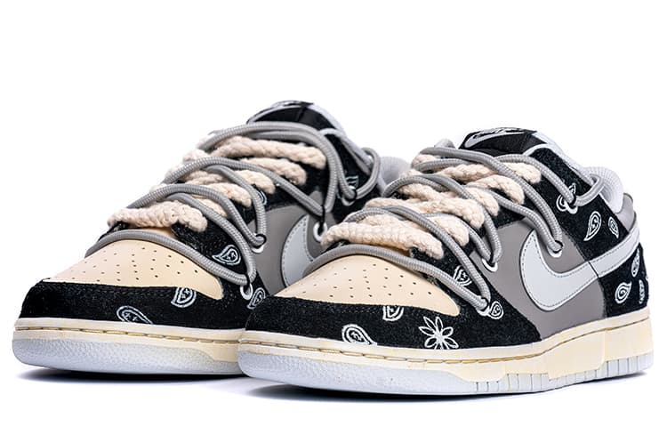 Nike Dunk Vibe Anti-Slip Wear-Resistant Low-Top Skateboard Shoes Unisex Gray Black 6
