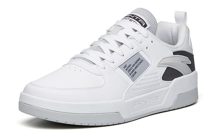 Anta Slip Resistant, Abrasion Resistant, Lightweight Low Top Skateboard Shoes Men's Gray White 4