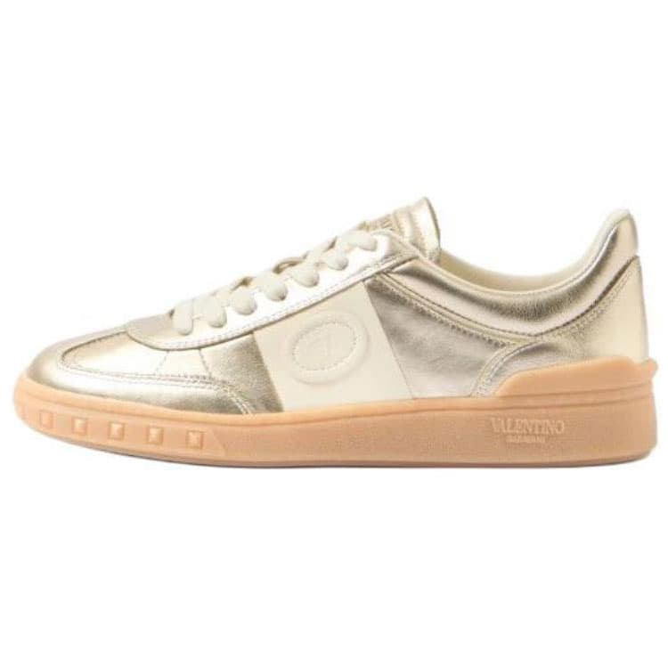 Valentino UPVILLAGE Calfskin Round Toe Lace-Up Low-Top Sneakers Women's Almond 2