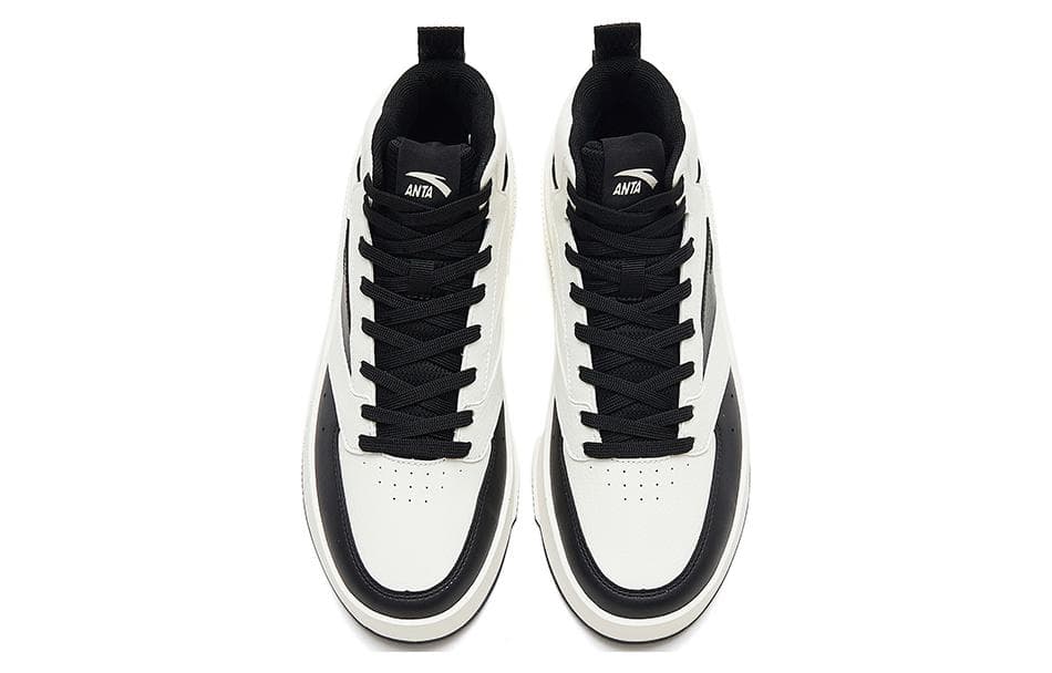 Anta Milk Lid 2 Anti-Slip Wear-Resistant Mid-Top Skateboard Shoes Women's White Black 6