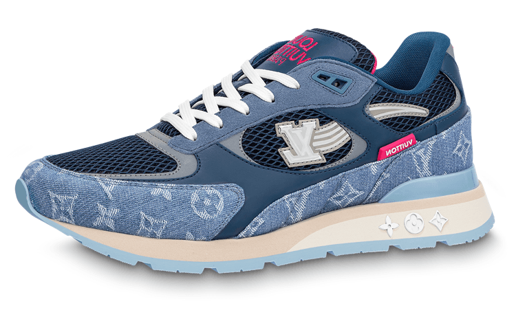 LOUIS VUITTON Run Away Sneakers 'Blue Monogram With Pink'