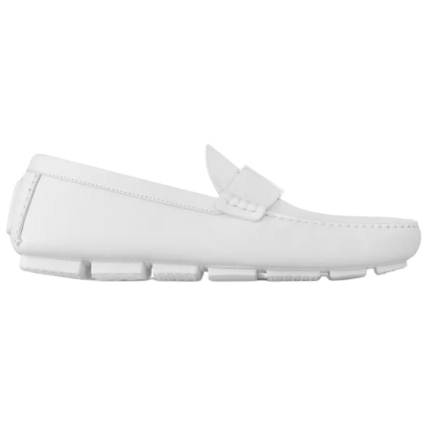 LOUIS VUITTON Monza Cow Leather Square Toe Slip-On Moccasin Casual Shoes Men's White 3