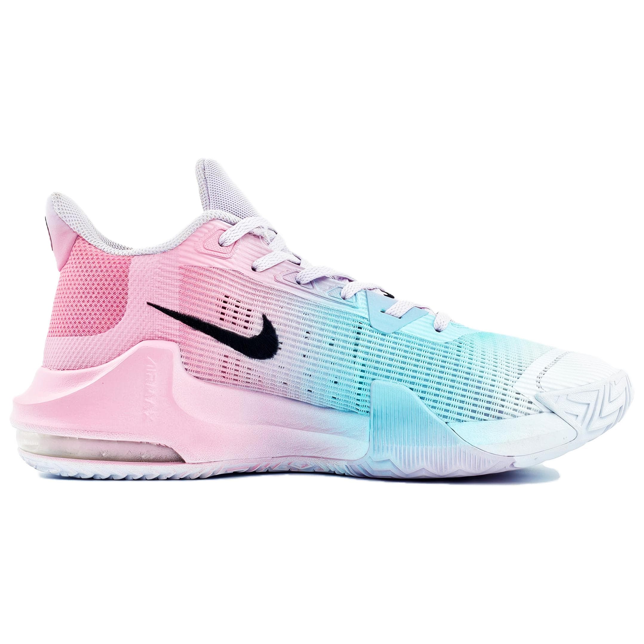 Nike Air Max Impact Anti Slip Wear Resistant Breathable Support Mid Top Basketball Shoes Unisex Pink Blue 4