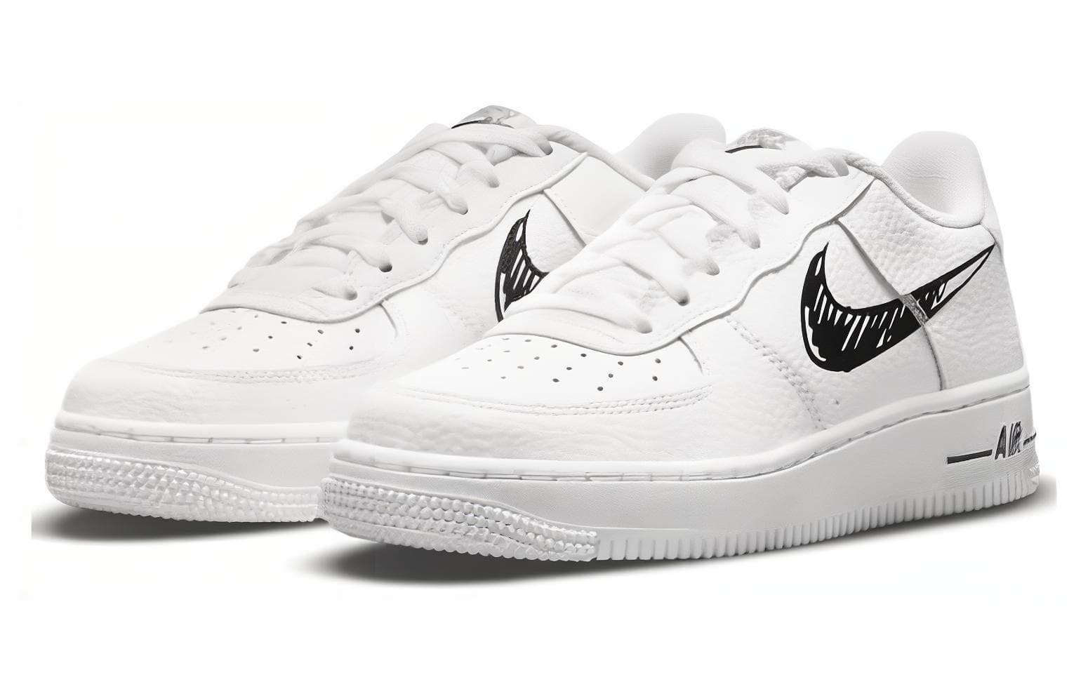 Nike Air Force 1 Low 'Doodle Swoosh - White Black' GS 6