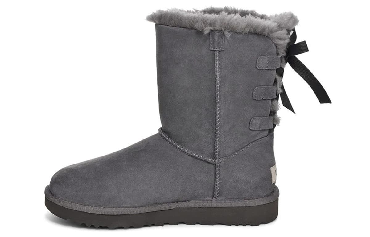 UGG Short Bow Stiefel Fleece Lined Gray Women's