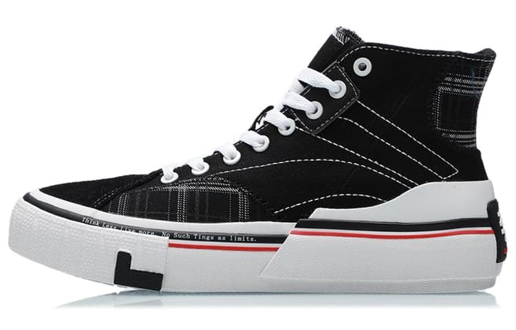 LiNing Wave Skateboard Shoes Women's High-Top Black/White