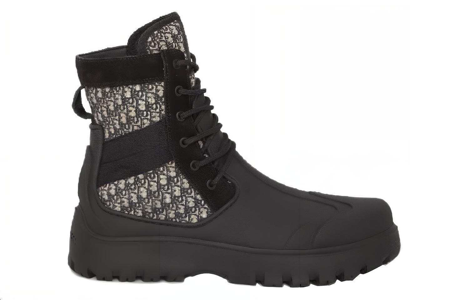 DIOR Garden Lace Up Ankle Boots Black Rubber 4