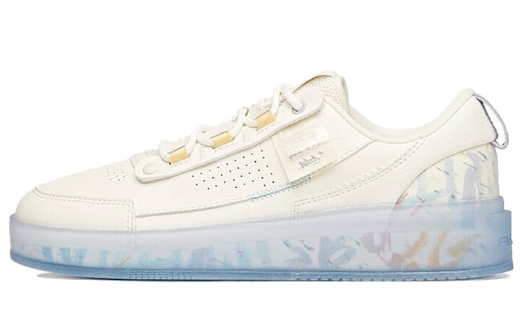 ANTA Life Collection Skateboard Shoes Women's Low-Top Ivory White/Light Purple Gray