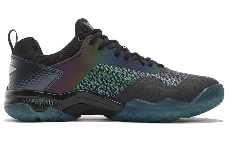 LiNing Sonic Boom 1.0 Cushioned Slip Resistant Abrasion Resistant Low Top Badminton Shoes Men's Black Blue 3