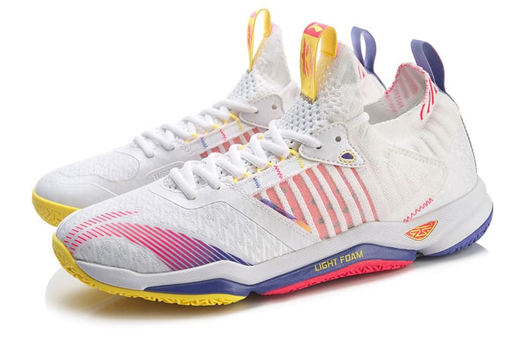LiNing Raid 4 Low Top Badminton Shoes Unisex White Red 6