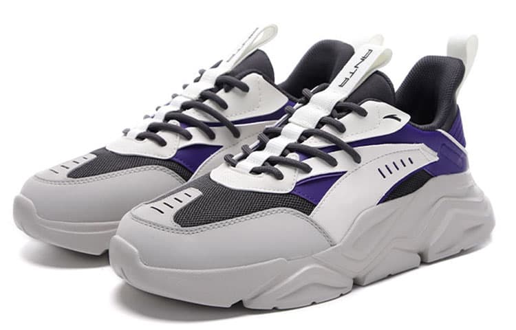 ANTA Life Collection Casual Shoes Men Low-Top Castle Gray/Ivory White/Lakers Purple 6
