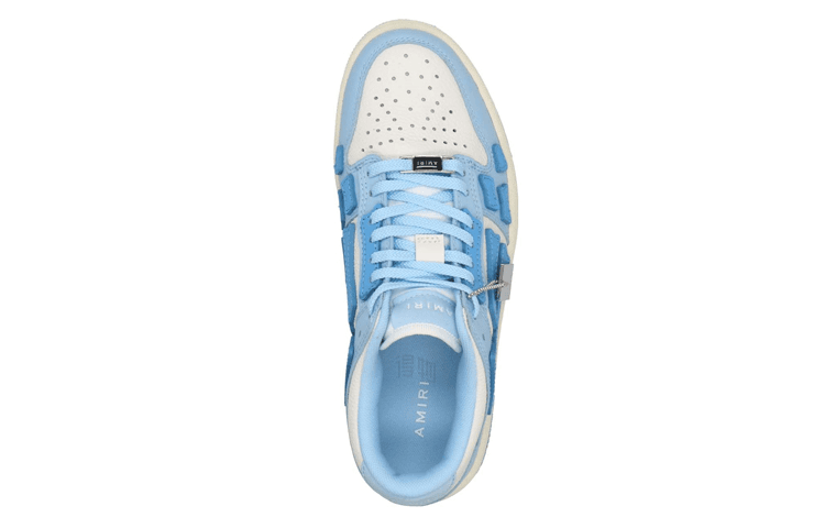 AMIRI Skel-Top Low Leather Low-Top Lace-Up Fashion Skate Shoes Women's White Blue 5