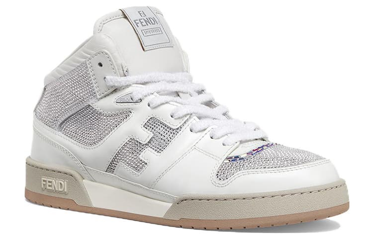 FENDI Match Skateboard Shoes Men High-Top White 3