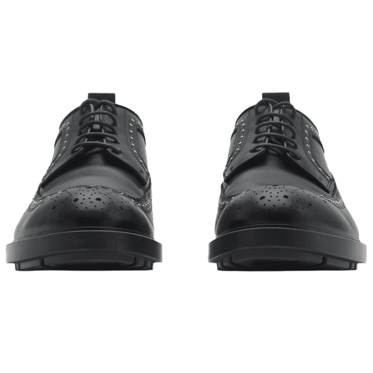 Burberry Loch Calfskin Round Toe Lace-Up Casual Shoes Men's Black 6