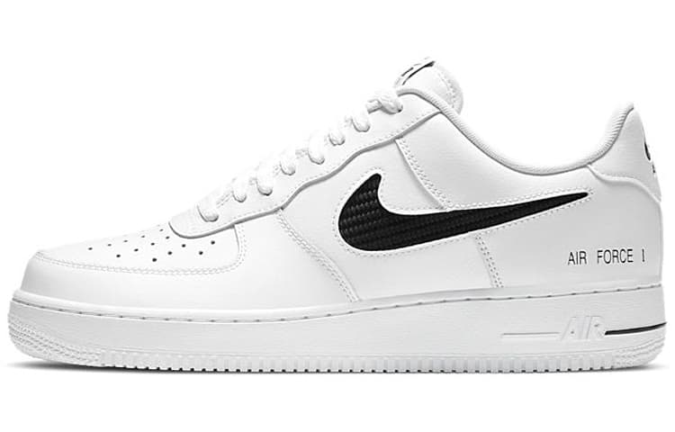 Nike Air Force 1 Low Cut Out Swoosh White Black 2