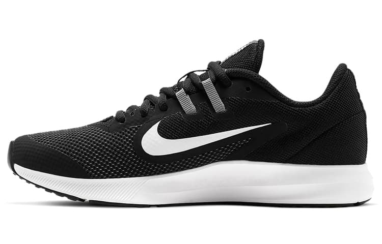 Nike Downshifter 9 Anti-Slip Wear-Resistant Low-Top Kids' Running Shoes Black White Teenagers 2