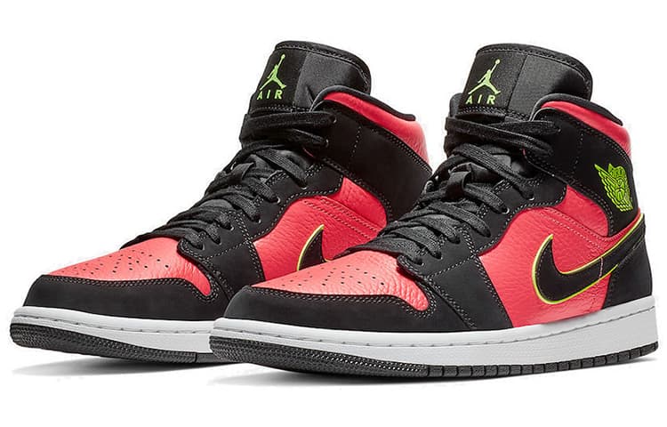 JORDAN 1 Mid Black Hot Punch Women's 5