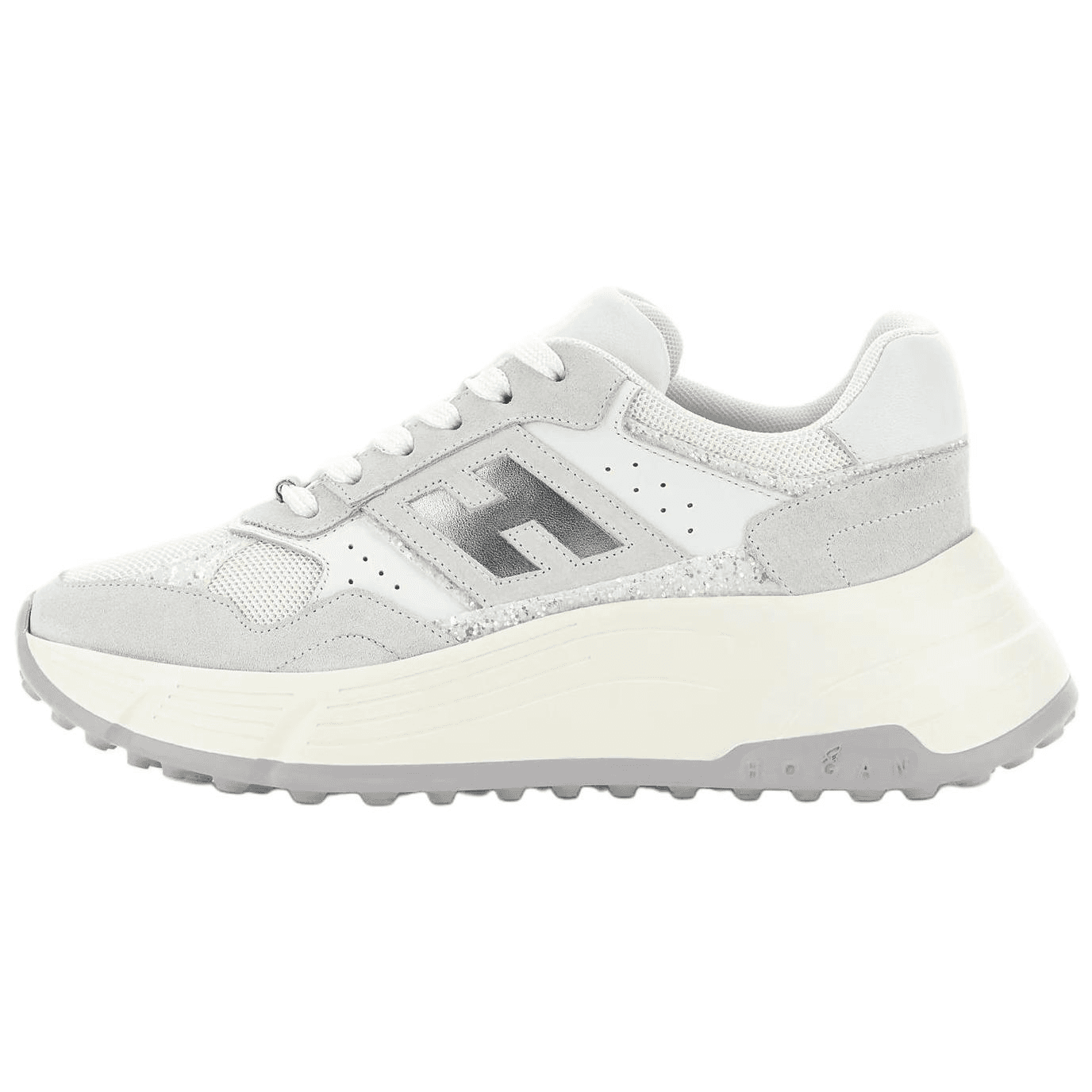 HOGAN Hi-Fi Suede Lace-Up Round-Toe Low-Top Casual Shoes Women's White