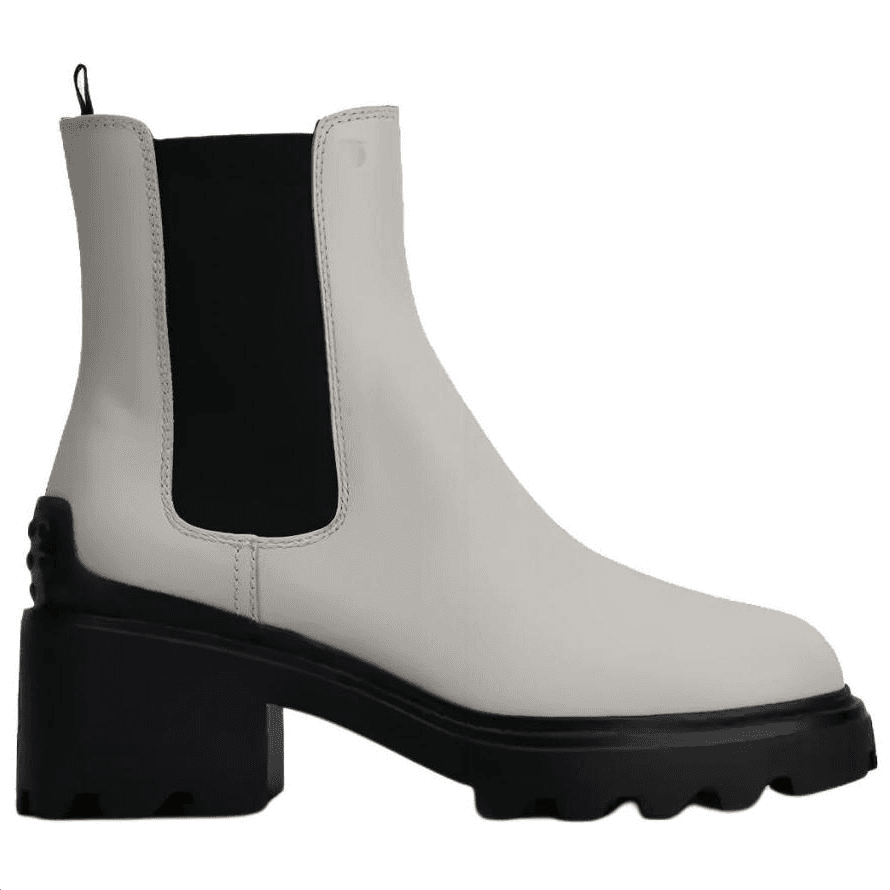 TOD'S Leather Versatile Fashion Short-Cut Chelsea Boots Women's White 3