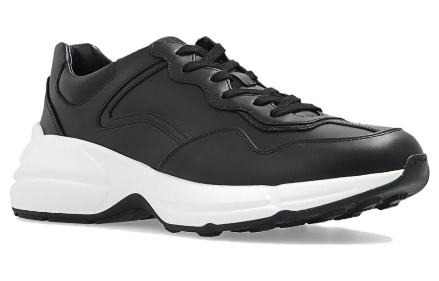 GUCCI Rhyton Leather Lace-Up Fashion Low-Top Casual Sneakers Men's Black 6