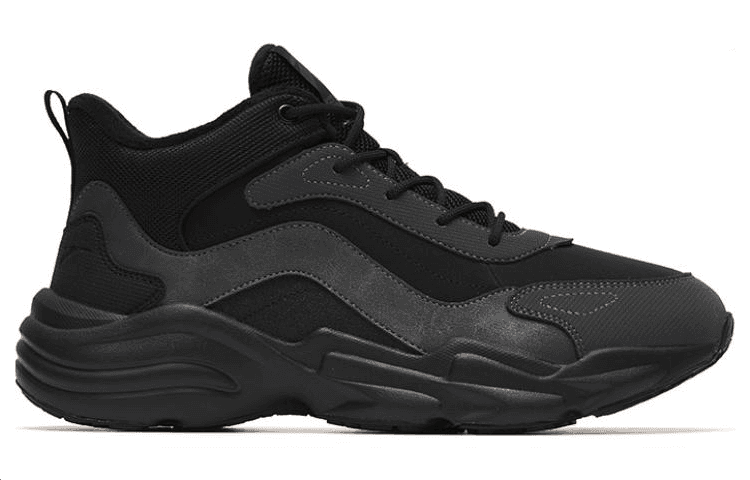 Anta Walker Slip-Resistant Warm Mid-Top Sports Casual Shoes Black Gray 3