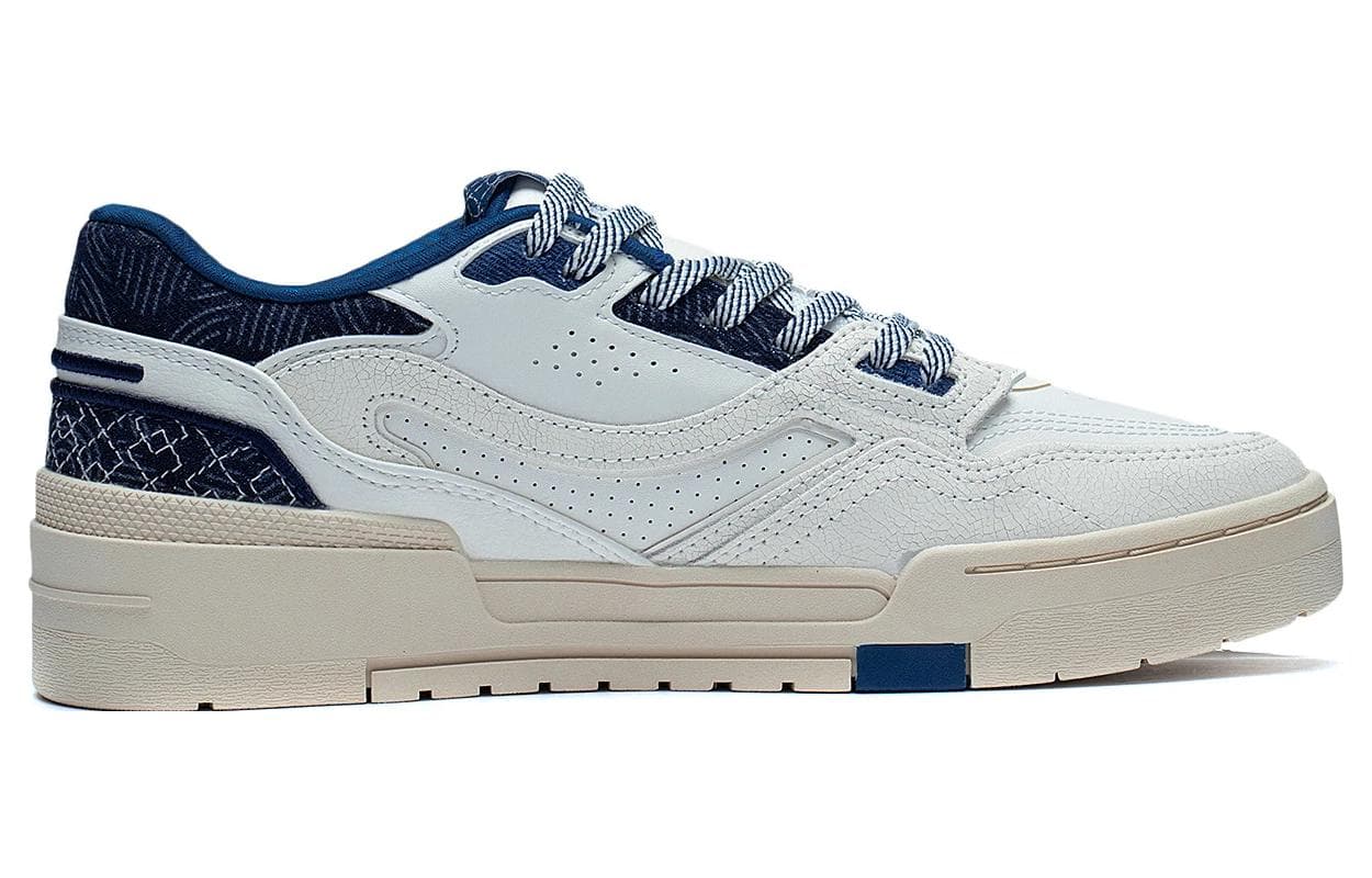 LiNing 001 BTC Prm Abrasion Resistant Breathable Low Top Skateboard Shoes Men's White Blue 4
