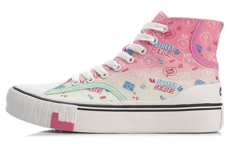 LINE FRIENDS x LiNing Wave Wear-Resistant Coverage Slip-Resistant High-Top Canvas Shoes Women's Fuchsia 2