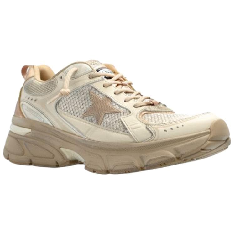 Golden Goose Lightstar Fabric Leather Round-Toe Lace-Up Low-Top Casual Shoes Women's Beige 5