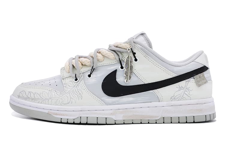 Nike Dunk Anti-Slip And Wear-Resistant Lightweight Low-Top Skateboard Shoes Men's Gray White 2