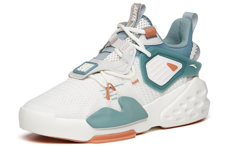 Anta Anti-Slip And Wear-Resistant Breathable Mid-Top Chunky Sneakers Men's White Blue 4