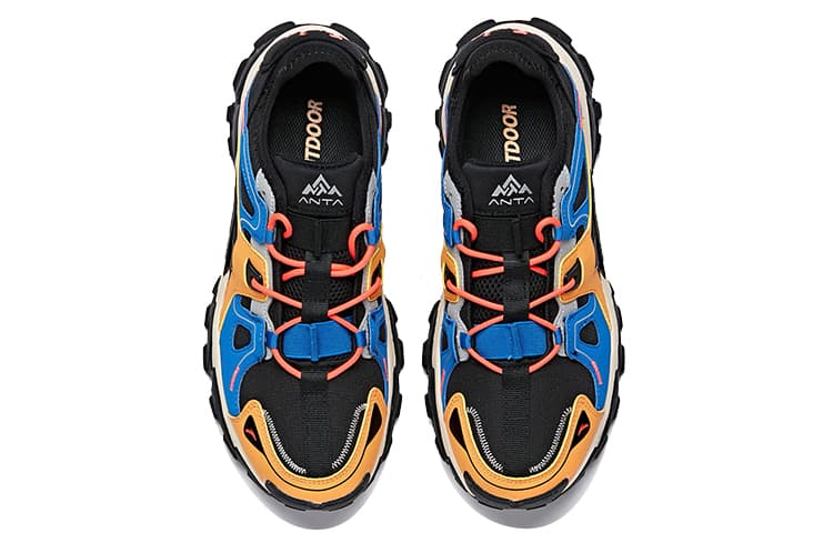 Anta Cushioning Anti-Slip Wear-Resistant Breathability Low-Top Outdoor Shoes Men's Black Yellow Blue 5