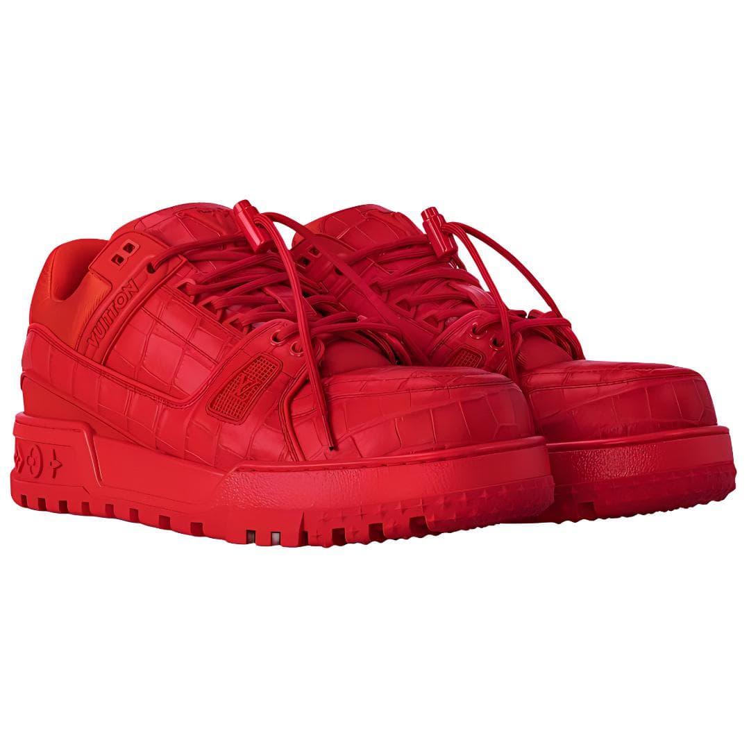 LOUIS VUITTON Trainer Maxi Little Chubby Ding Low-Top Skateboard Shoes Men's Red 5