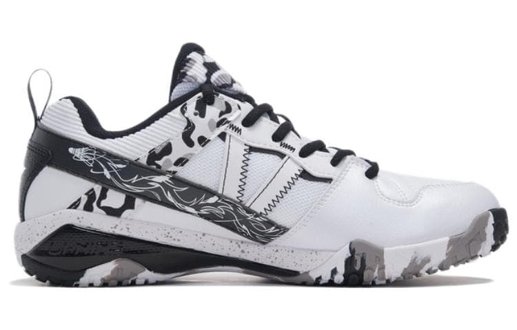 LiNing Cushioning Wear Resistant Support Rebound Low Top Badminton Shoes White Black 4
