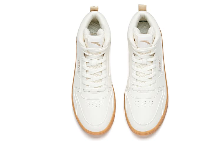 Anta Life Collection Slip-Resistant Mid-Top Skateboard Shoes Men's White Brown 5